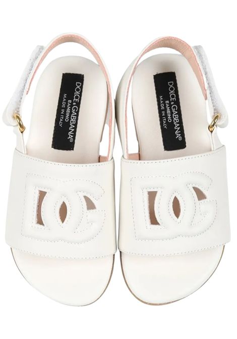 Sandali bambina bianchi in pelle DOLCE E GABBANA | D20100/MABIANCO