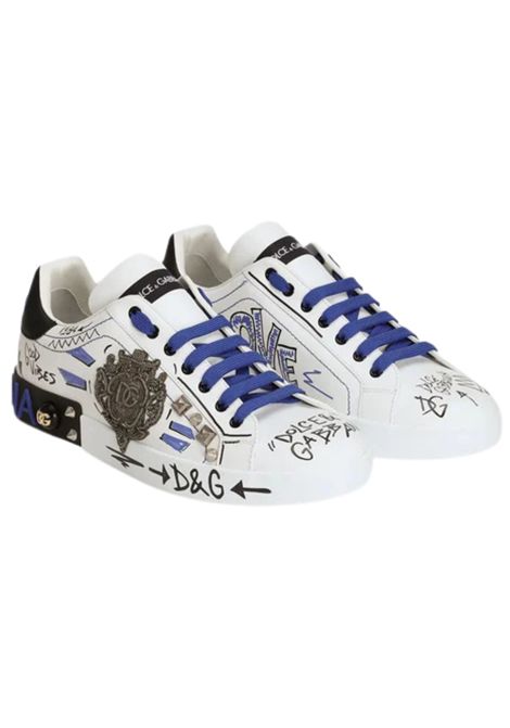 Scarpe bambino bianche in pelle DOLCE E GABBANA | DA0702/PIABIANCO