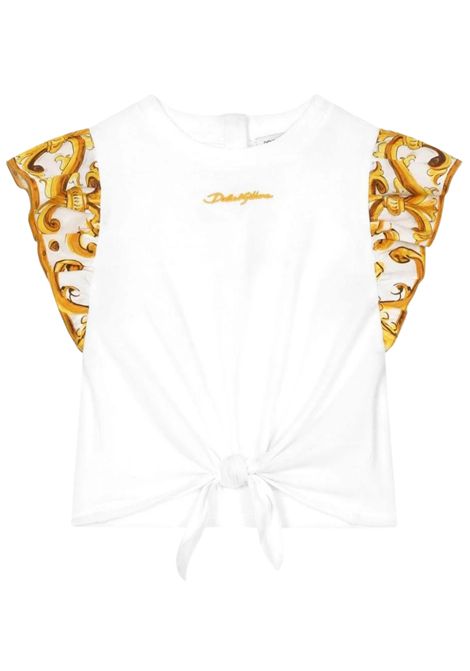 White cotton blouse for girls DOLCE E GABBANA | L5JTNS/MABIANCO