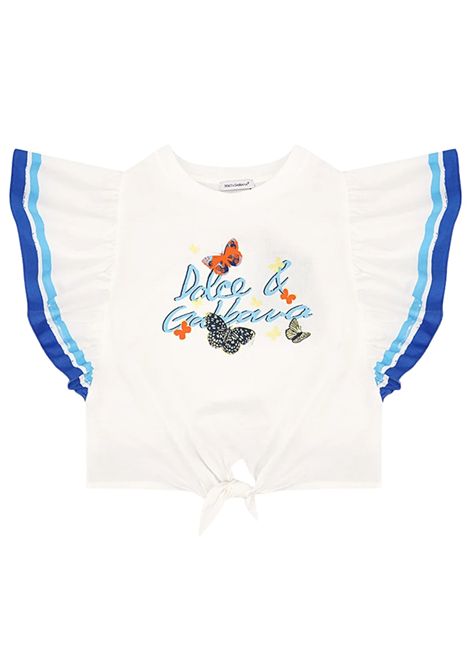 Blusa bambina bianca in cotone DOLCE E GABBANA | L5JTNSG7/MABIANCO