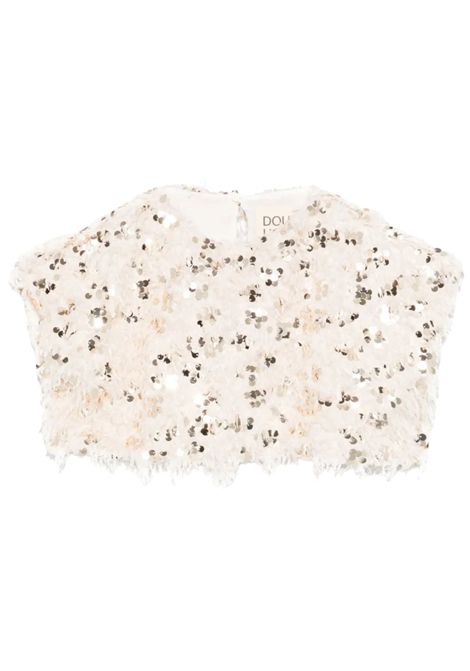 Top bambina panna con paillettes Dou dou | DW5A51/MAPANNA