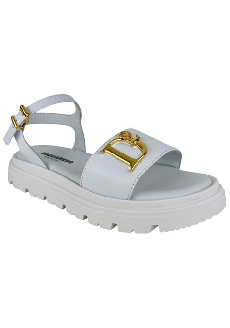 Sandalo bambina bianco in pelle DSQUARED2 | 80175/PIABIANCO