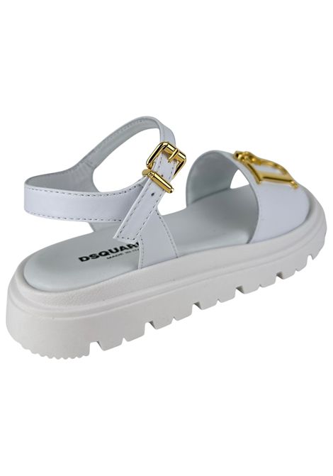 Sandalo bambina bianco in pelle DSQUARED2 | 80175/PIABIANCO