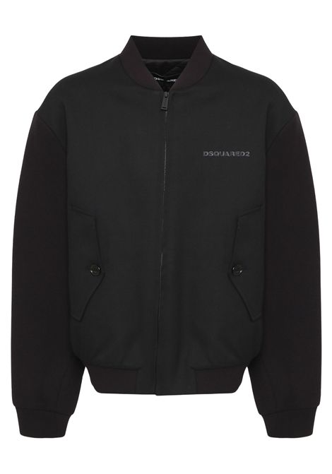 Black wool bomber jacket for children DSQUARED2 | D2J475U/DELNERO