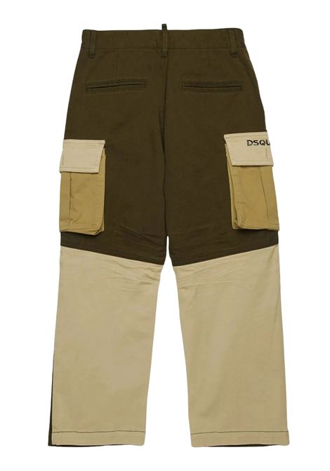 Pantalone bambino verde/beige in cotone DSQUARED2 | D2P742M/DELVERDE/BEIGE