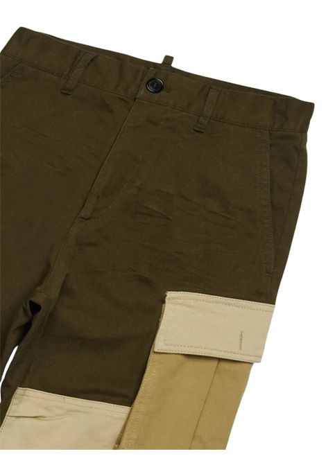 Pantalone bambino verde/beige in cotone DSQUARED2 | D2P742M/DELVERDE/BEIGE