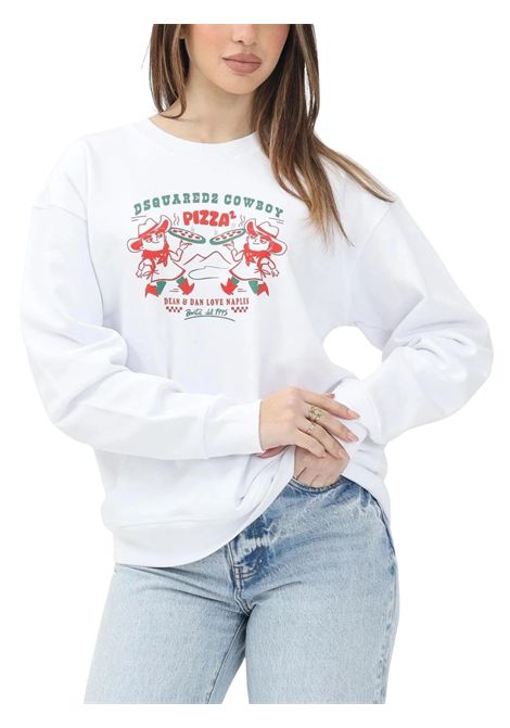 Unisex white cotton sweatshirt DSQUARED2 | D2S914U/DELBIANCO