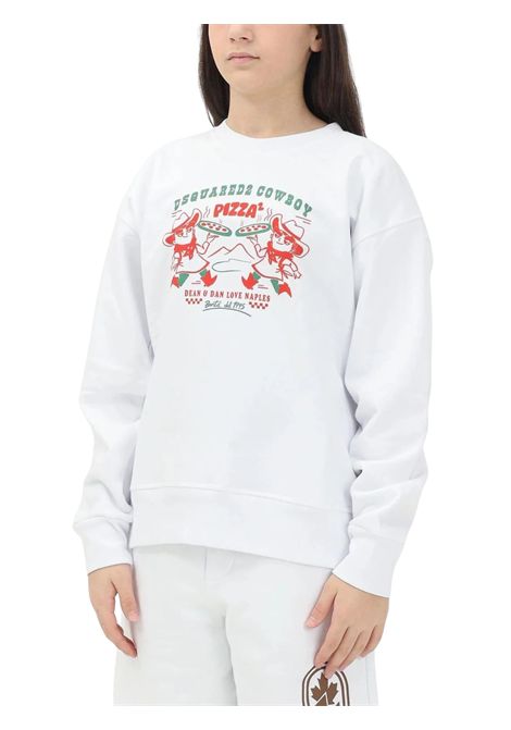Unisex white cotton sweatshirt DSQUARED2 | D2S914U/DELBIANCO