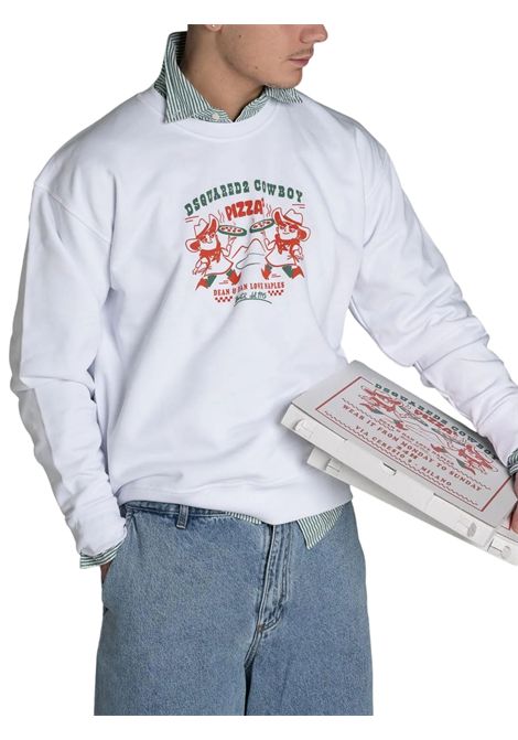 Unisex white cotton sweatshirt DSQUARED2 | D2S914U/DELBIANCO