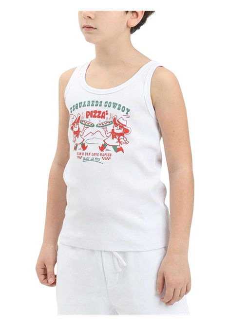 Unisex white cotton tank top DSQUARED2 | D2T1169U/DELBIANCO
