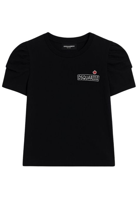 Black cotton T-shirt for girls DSQUARED2 | D2T902F/DELNERO