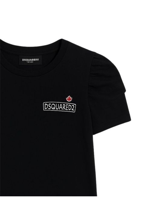 T-shirt bambina nera in cotone DSQUARED2 | D2T902F/DELNERO