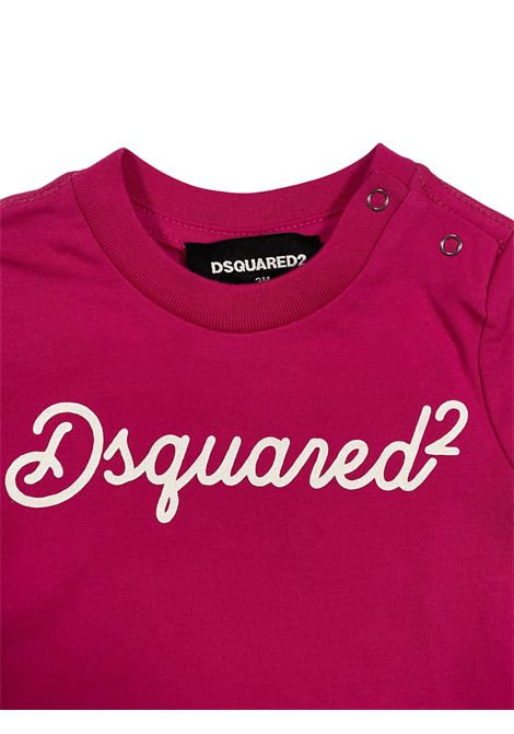 T-shirt neonata fucsia in cotone DSQUARED2 | D2T955B/DELFUFUCSIA