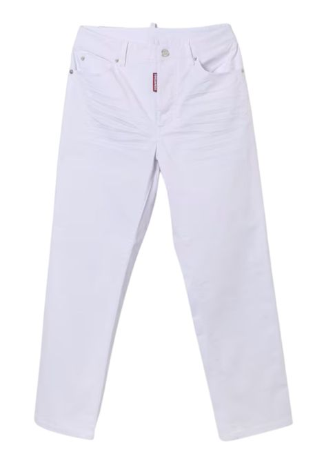 Jeans bambino bianco in cotone DSQUARED2 | DQ0501/DELBIANCO