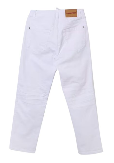 Jeans bambino bianco in cotone DSQUARED2 | DQ0501/DELBIANCO