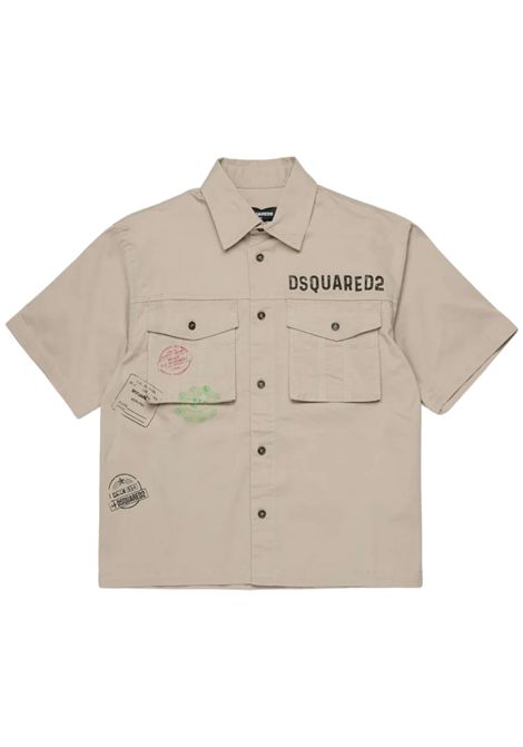 Camicia bambino sabbia in cotone DSQUARED2 | DQ2775/MASABBIA