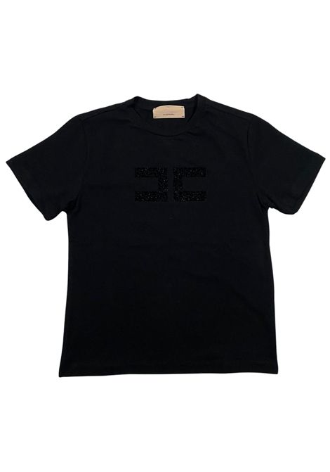 T-shirt bambina nera in cotone ElISABETTA FRANCHI | EFTS2260/SUNERO