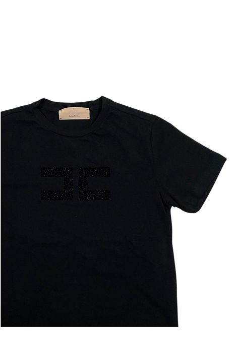 T-shirt bambina nera in cotone ElISABETTA FRANCHI | EFTS2260/SUNERO