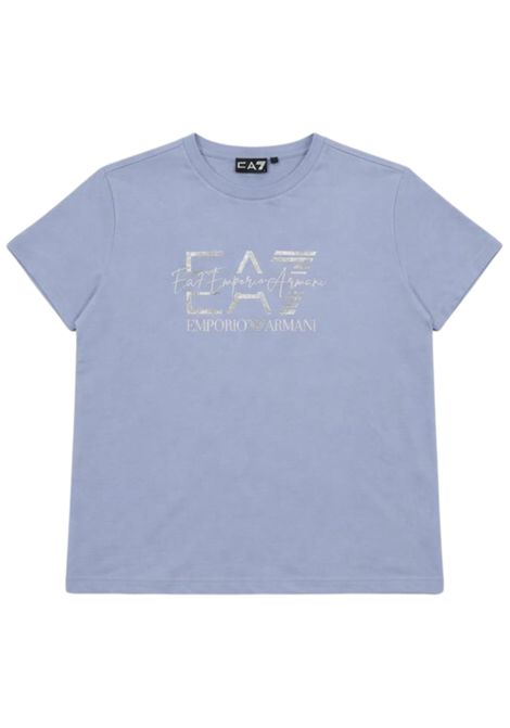 T-shirt bambina azzurra in cotone EMPORIO ARMANI | 7G000214AZZURRO