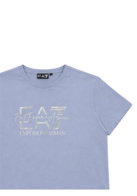 T-shirt bambina azzurra in cotone EMPORIO ARMANI | 7G000214AZZURRO