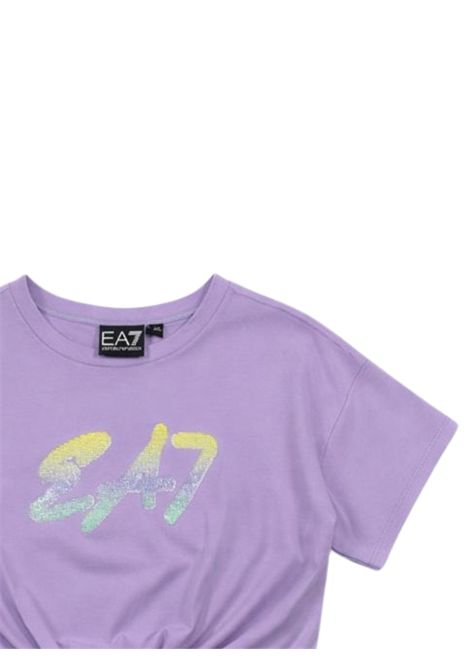 T-shirt bambina lilla in cotone EMPORIO ARMANI | 7G00069LILLA