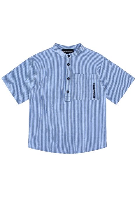Camicia bambino azzurra in cotone EMPORIO ARMANI | EB000064/MAAZZURRO