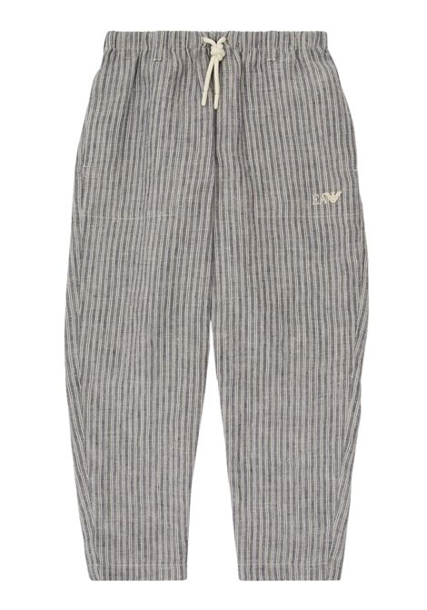 Blue/sand linen trousers for children EMPORIO ARMANI | EB000088/MABLU/SABBIA