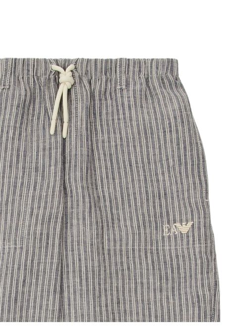 Blue/sand linen trousers for children EMPORIO ARMANI | EB000088/MABLU/SABBIA