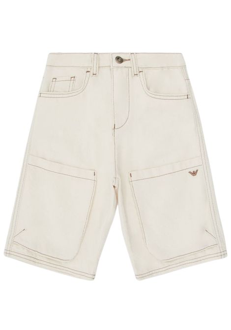 Sand-colored cotton Bermuda shorts for children EMPORIO ARMANI | EB000252/MASABBIA