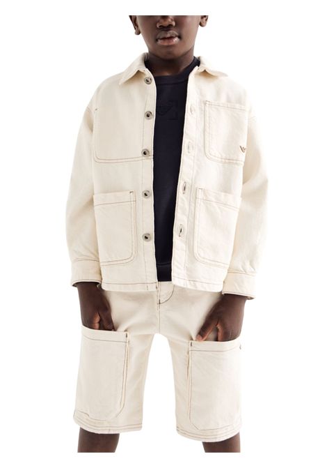Sand-colored cotton Bermuda shorts for children EMPORIO ARMANI | EB000252/MASABBIA
