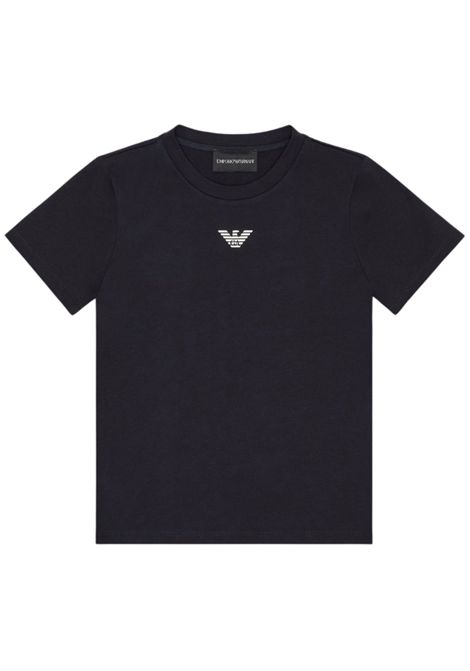 T-shirt bambino nera in cotone EMPORIO ARMANI | EB000421/MANERO