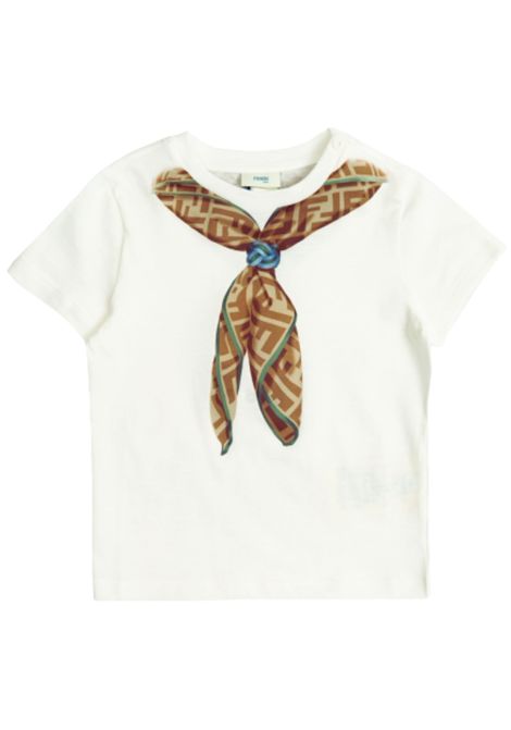 T-shirt neonata bianca in cotone FENDI | BMI258/CEBIANCO