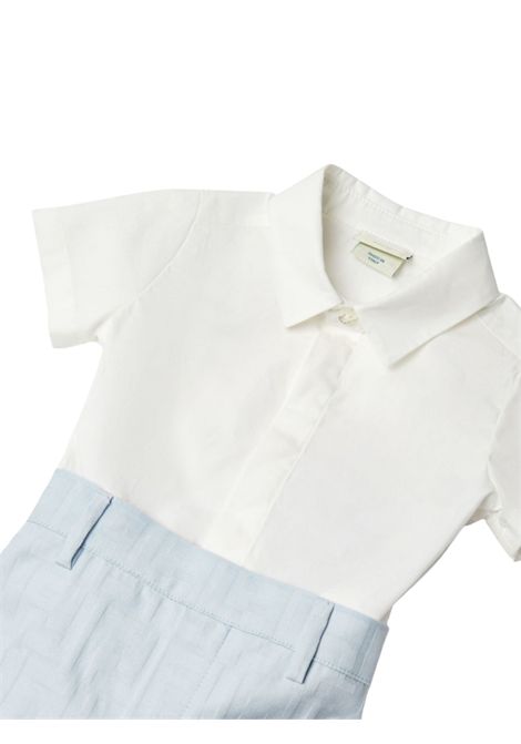 Completo neonato azzurro in cotone FENDI | BML152/MABIANCO/AZZURRO