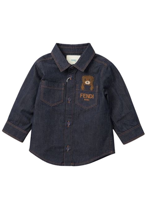 Camicia neonato in cotone denim FENDI | BUC007AEY4/MADENIM