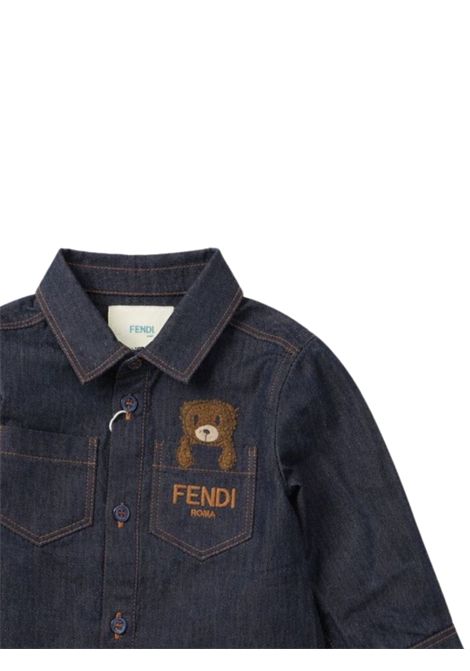 Camicia neonato in cotone denim FENDI | BUC007AEY4/MADENIM