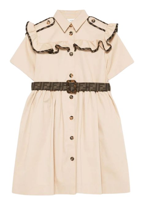 Abito bambina beige in cotone FENDI | JFB734/CEBEIGE