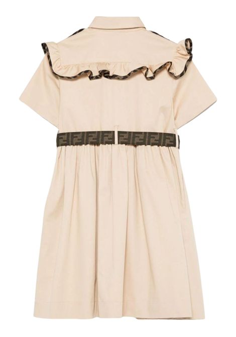 Abito bambina beige in cotone FENDI | JFB734/CEBEIGE