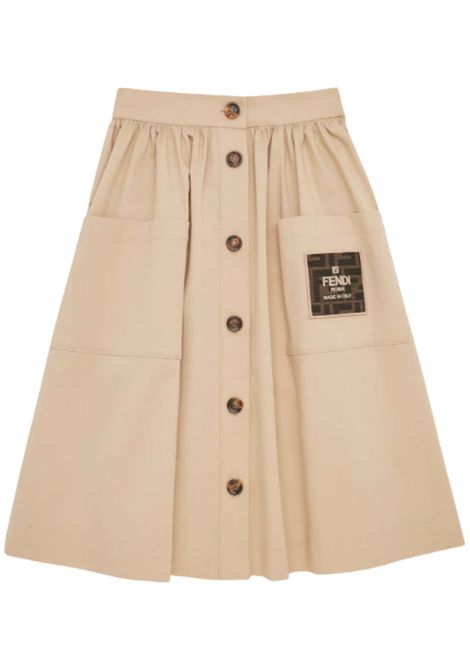 Gonna bambina beige in cotone FENDI | JFE158/MABEIGE