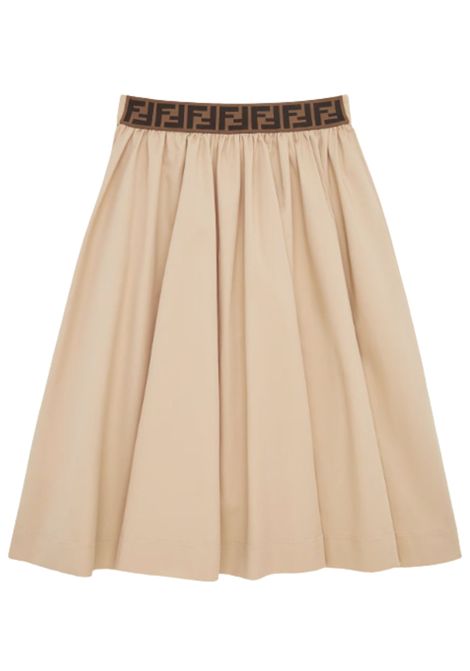 Gonna bambina beige in cotone FENDI | JFE158/MABEIGE
