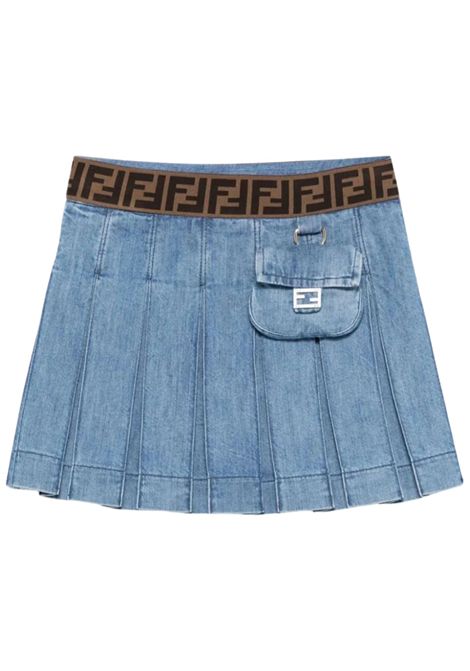 Gonna bambina in cotone denim FENDI | JFE165/MADENIM