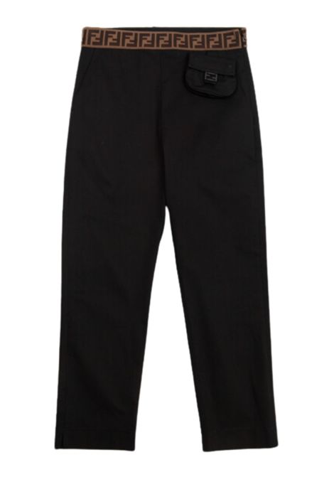 Pantalone bambina nero in cotone FENDI | JFF330/MANERO