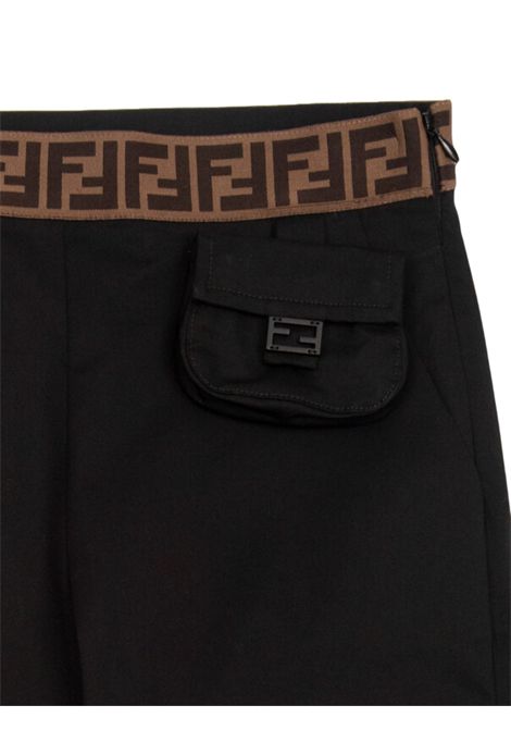 Pantalone bambina nero in cotone FENDI | JFF330/MANERO