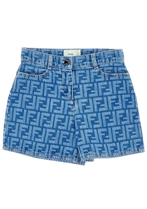 Bermuda bambino in cotone denim FENDI | JFF340/MADENIM