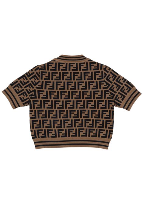 Maglia bambina marrone con logo FF FENDI | JFG069/CELOGO