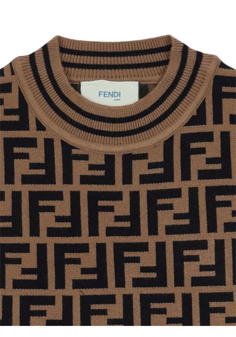 Maglia bambina marrone con logo FF FENDI | JFG069/CELOGO
