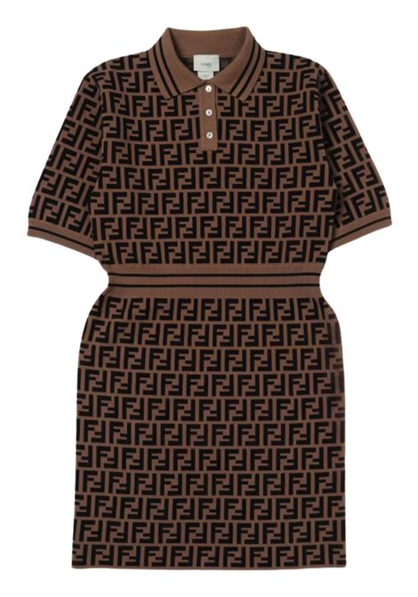 Abito bambina marrone con logo FF FENDI | JFG161/MALOGO