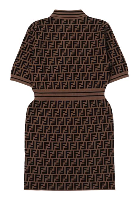 Abito bambina marrone con logo FF FENDI | JFG161/MALOGO