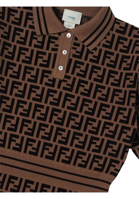 Abito bambina marrone con logo FF FENDI | JFG161/MALOGO