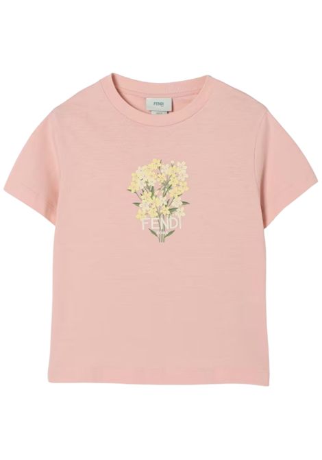 T-shirt bambina rosa in cotone FENDI | JFI376/CEROSA