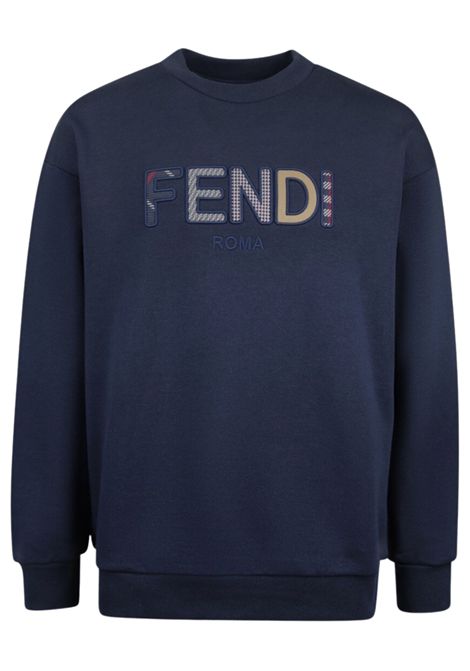 Felpa bambino blu in cotone FENDI | JUH044/MABLU